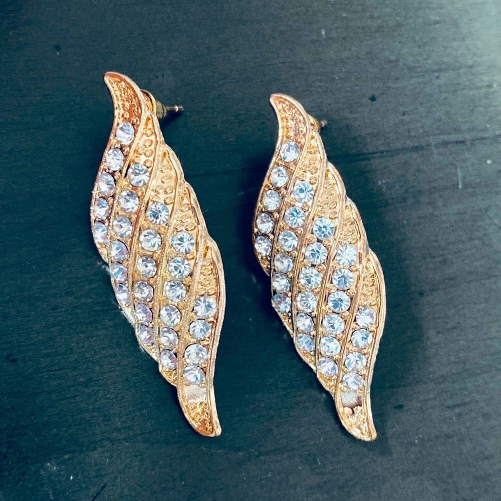 NWT Gold Crystal Formal Earrings